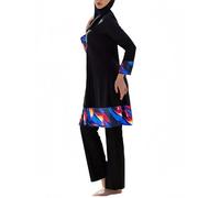 Burkini Discreto de 3 Piezas para Mujeres Musulmanas bañador islámico de Cobertura Total con Top de Manga Larga + pantalón + hiyab