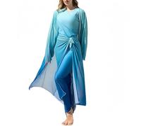 Burkini Discreto de 4 Piezas para Mujeres Musulmanas Traje de baño islámico de Cobertura Total con Cubierta Larga Transparente en Degradado y hiyab