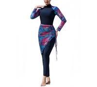 Burkini Discreto de 4 Piezas para Mujeres Musulmanas Traje de baño islámico de Cobertura Total con Cubierta Larga Transparente en Degradado y hiyab