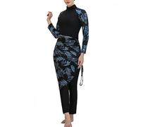 Burkini Discreto de 4 Piezas para Mujeres Musulmanas Traje de baño islámico de Cobertura Total con Cubierta Larga Transparente en Degradado y hiyab