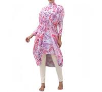 Burkini Discreto de 4 Piezas para Mujeres Musulmanas Traje de baño islámico de Cobertura Total con Cubierta Larga Transparente en Degradado y hiyab
