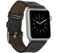 Burkley Correa de piel para Apple Watch de 38/40 mm y 42/44 mm, estilo vintage, compatible con todos los Apple Watch, hecha a mano (42/44 mm, negro - BA4)