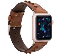 Burkley Correa de piel para Apple Watch de 38/40 mm y 42/44 mm, estilo vintage, compatible con todos los Apple Watch, hecha a mano (42/44 mm, marrón - BA12)