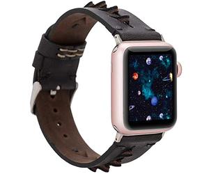 Burkley Correa de piel para Apple Watch de 38/40 mm y 42/44 mm, estilo vintage, compatible con todos los Apple Watch, hecha a mano (42/44 mm, color negro - BA12)