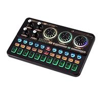 burko SK900 Mezclador multifunción portátil, kit de tarjeta de sonido digital portátil, mezclador en vivo profesional, dispositivo de efectos de tarjeta de sonido, batería incorporada para teléfono