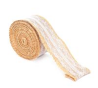 Burlap Lace Ribbon Jute Roll Diy Decoración de regalos de 5 yardas (Encaje medio de 5 cm)