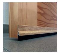 Burlete aislante. Tira de sellado Burlete Bajo puerta de aluminio (Roble) 125cm con flecos de 35mm cinta autoadhesiva, Anti-polvo/insectos. Aislamiento a prueba de viento/ruido