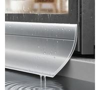 Burlete autoadhesivo de 300 cm, barrera de lluvia de goma flexible para ventanas y puertas, deflector eficaz de protección contra el agua, negro (transparente)