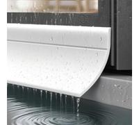 Burlete autoadhesivo de 300 cm, barrera de lluvia de goma flexible para ventanas y puertas, deflector eficaz de protección contra el agua, negro (blanco)