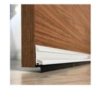 Burlete de Aluminio para Puerta con Deflector Blanco de 100cm con Perfil Curvo para desviar el Agua con Labio de Caucho. Fijación Mediante Adhesivo de Doble Cara, Tornillos o Adhesivo de Montaje.