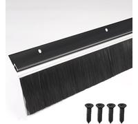 Burlete de Cepillo para Puertas - Marco de Aluminio Negro, Retsun Burlete de Pelo Antipolvo e Intemperie, para Puerta de Entrada, Garaje e Interior