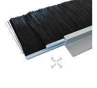 Burlete de Cepillo para Puertas Retsun - Juego de 3 Unidades, Marco de Aluminio Plata con Cerdas de PP Negras, Sellador de Doble Capa Ultra Ancho (87mm) para Puertas, Antipolvo y Anticorriente（2.5”,3）