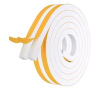 Burlete de puerta de 16 pies, cinta de espuma blanca de 5 metros de largo, resistente al agua, resistente a corrientes de aire, cinta de espuma autoadhesiva para marcos de casas, sótanos,