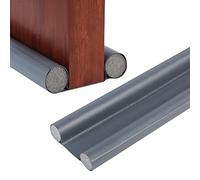 Burlete doble para debajo de la puerta, burlete para puertas, ajustable de 96 cm, a prueba de agua, a prueba de nieve, para reducir el ruido y el polvo (gris)