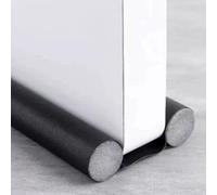 Burlete Doble para Puertas, Tira de Sellado de Espuma Gris, Aislante Térmico y Acústico,Adaptable hasta 96cm y grosores de 4 a 5 cm. (1, Negro)