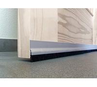 Burlete para Puerta o Garaje Fabricado en Aluminio Color Plata de 125cm con Fleco Resistente al Desgaste, para Superficies Irregulares o Lisas. Fijación con Adhesivo de Doble Cara.