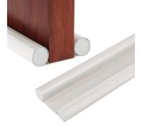 Burlete para Puertas, 96cm Tope Aislante para Puerta, Tira de Sellado de Puerta Inferior, Burlete de Puerta Doble Antipolvo, para Prevenir Polvo, Insectos, Viento y Aislamiento Acústico (Blanco)