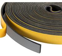 Burlete para ventana de puerta, 2 rollos de 9 mm de ancho x 3 mm de alto, cinta de espuma, autoadhesiva, burlete de la intemperie, total de 10 m de largo, color negro