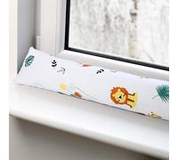 Totsy Baby Burlete Puerta Entrada frío 90 cm - Bajo Puerto y Ventana Cortavientos Decorativo Ideal para aislar el frío en el hogar Ventanas y cojín para habitación Infantil Algodón Oeko-Tex Safari