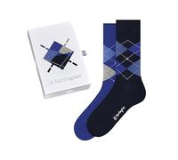 Burlington Basic Gift Box M So algodón estampados 2 pares, Calcetines Hombre, Azul Blue Mix 0300, 40-46