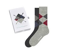 Burlington Basic Gift Box M So algodón estampados 2 pares, Calcetines Hombre, Gris Grey Mix 0070, 40-46