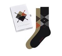 Burlington Basic Gift Box M So algodón estampados 2 pares, Calcetines Hombre, Multicolor Black Beige 0039, 40-46