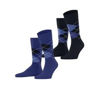 Burlington Everyday Argyle M So algodón estampados 2 pares, Calcetines Hombre, Azul Deep Blue 6046, 40-46