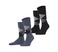 Burlington Everyday Argyle M So algodón estampados 2 pares, Calcetines Hombre, Azul Denim Melange 6797, 40-46