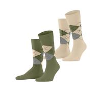 Burlington Everyday Argyle M So algodón estampados 2 pares, Calcetines Hombre, Verde Salvia 7472, 40-46