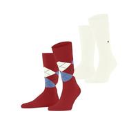Burlington Everyday Argyle Mix Multipack M So algodón estampados 2 pares, Calcetines Hombre, Rojo Tulip 8081, 40-46