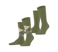 Burlington Everyday Argyle Mix Multipack M So algodón estampados 2 pares, Calcetines Hombre, Verde Salvia 7472, 40-46