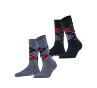 Burlington Everyday Argyle W So algodón estampados 2 pares, Calcetines Mujer, Azul Denim Melange 6797, 36-41
