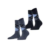 Burlington Everyday Argyle W So algodón estampados 2 pares, Calcetines Mujer, Azul Light Denim 6660, 36-41
