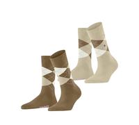 Burlington Everyday Argyle W So algodón estampados 2 pares, Calcetines Mujer, Beis Brown Sugar 5152, 36-41