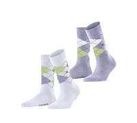 Burlington Everyday Argyle W So algodón estampados 2 pares, Calcetines Mujer, Blanco White 2000, 36-41