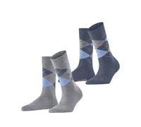 Burlington Everyday Argyle W So algodón estampados 2 pares, Calcetines Mujer, Gris Arctic Melange 3267, 36-41
