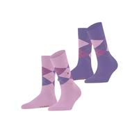 Burlington Everyday Argyle W So algodón estampados 2 pares, Calcetines Mujer, Rosa Berry-Pool 8394, 36-41