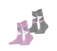 Burlington Everyday Argyle W So algodón estampados 2 pares, Calcetines Mujer, Rosa Sporty-Rose 8393, 36-41