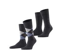 Burlington Everyday Mix Multipack M So algodón estampados 2 pares, Calcetines Hombre, Gris Anthracite Melange 3081, 40-46