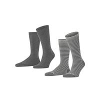 Burlington Everyday Stripe Mixed Multipack M So algodón estampados 2 pares, Calcetines Hombre, Gris Light Grey Melange 3390, 40-46