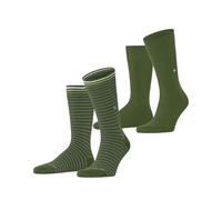 Burlington Everyday Stripe Mixed Multipack M So algodón estampados 2 pares, Calcetines Hombre, Verde Fir Green 7656, 40-46