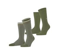 Burlington Everyday Stripe Mixed Multipack M So algodón estampados 2 pares, Calcetines Hombre, Verde Salvia 7472, 40-46