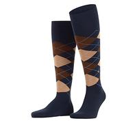 Burlington hombre Edinburgh calcetines largos transpirable regulación del clima antiolores lana costura plana para una punta sin presiones rombos trabajo día a día talla única como regalo 1 par