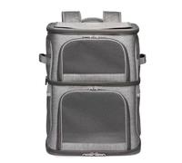 BURLOE Mochila De Bolsas Operador Mascotas Doble Aparcentamiento, Transportista con Entrada Ventana Dual Portátil Transportador Viaje Super Revelado Carrier Gatos Adecuado,Gris