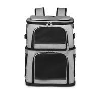 BURLOE Mochila De Bolsas Operador Mascotas Doble Aparcentamiento, Transportista con Entrada Ventana Dual Portátil Transportador Viaje Super Revelado Carrier Gatos Adecuado,Gris
