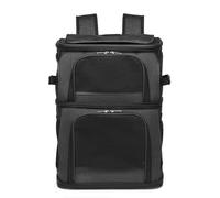 BURLOE Mochila De Bolsas Operador Mascotas Doble Aparcentamiento, Transportista con Entrada Ventana Dual Portátil Transportador Viaje Super Revelado Carrier Gatos Adecuado,Negro