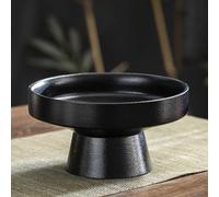 BURLOE Negro, Cuenco De Cerámica con Pie Decorativo, Pedestal Frutero Bandeja Frutas Postre Soporte para Servir Utensilios El Hogar Encimera Cocina Pieza Central Redonda