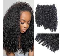 Burmese Curly Bundles Human Hair 18 20 22 Inch Water Wave 3 Bundles Unprocessed Brazilian Virgin 3C4A Quick Weave Bundles Human Hair with Spiral Curls for Women Natural Color Total 210g