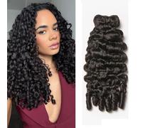 Burmese Curly Bundles Human Hair Extensions Paquetes De Cabello Humano Rizado Birmano Con Punta Rizada Elástica Sujetar Bien El Rizado Negro Natural 100g/PC 1 Bündel 22 Inch