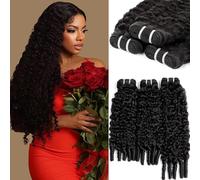 Burmese Curly Bundles Human Hair Extensions Paquetes De Cabello Humano Rizado Birmano Con Punta Rizada Elástica Sujetar Bien El Rizado Negro Natural 100g/PC 3 Bündel 16 18 20 Inch
